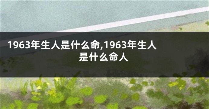 1963年生人是什么命,1963年生人是什么命人