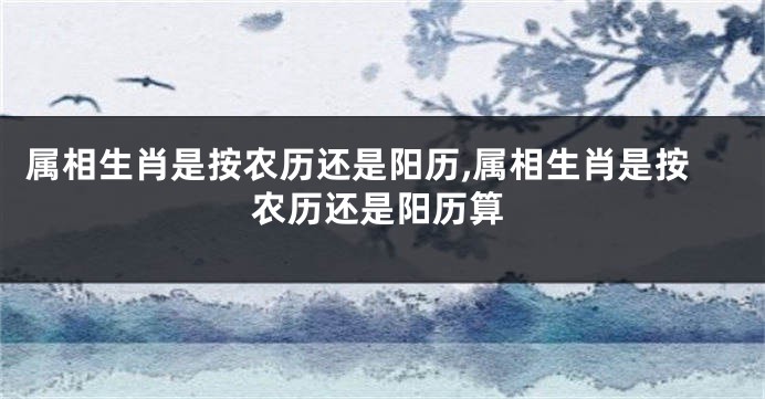 属相生肖是按农历还是阳历,属相生肖是按农历还是阳历算