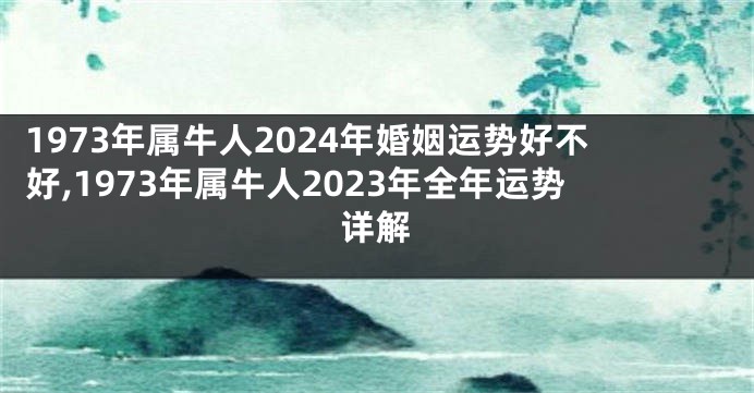 1973年属牛人2024年婚姻运势好不好,1973年属牛人2023年全年运势详解