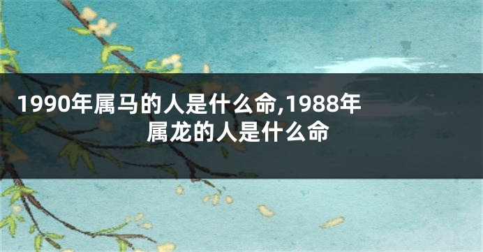 1990年属马的人是什么命,1988年属龙的人是什么命