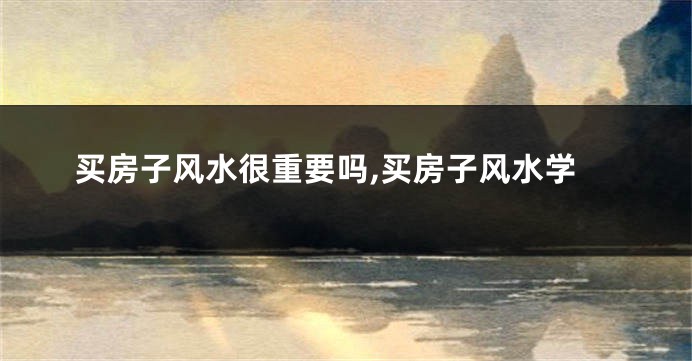 买房子风水很重要吗,买房子风水学