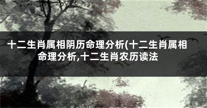 十二生肖属相阴历命理分析(十二生肖属相命理分析,十二生肖农历读法