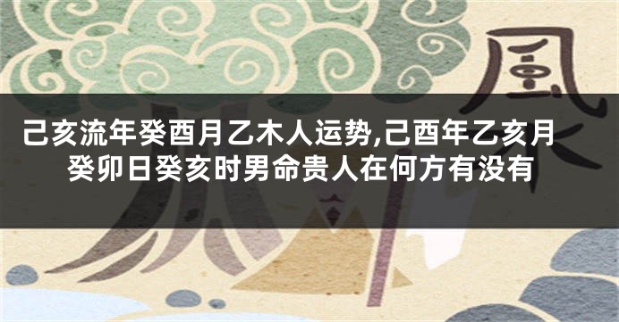 己亥流年癸酉月乙木人运势,己酉年乙亥月癸卯日癸亥时男命贵人在何方有没有