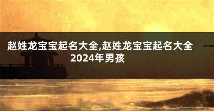 赵姓龙宝宝起名大全,赵姓龙宝宝起名大全2024年男孩