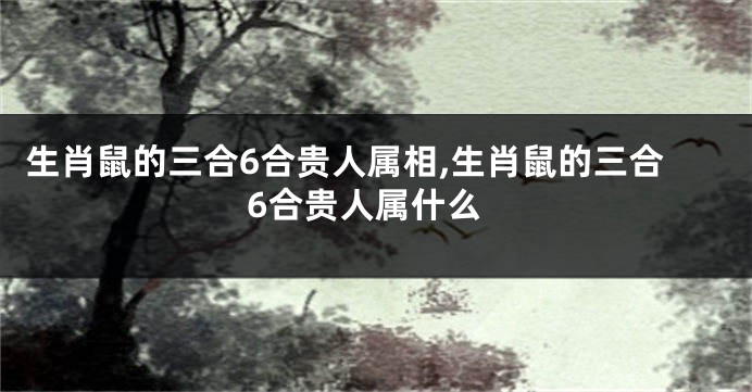 生肖鼠的三合6合贵人属相,生肖鼠的三合6合贵人属什么