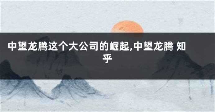 中望龙腾这个大公司的崛起,中望龙腾 知乎