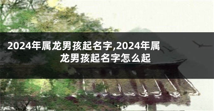 2024年属龙男孩起名字,2024年属龙男孩起名字怎么起