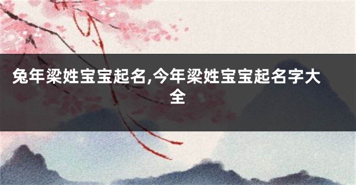 兔年梁姓宝宝起名,今年梁姓宝宝起名字大全