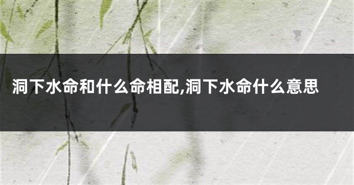 洞下水命和什么命相配,洞下水命什么意思