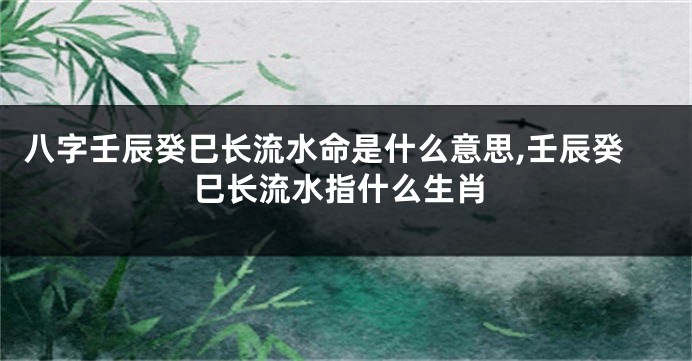 八字壬辰癸巳长流水命是什么意思,壬辰癸巳长流水指什么生肖