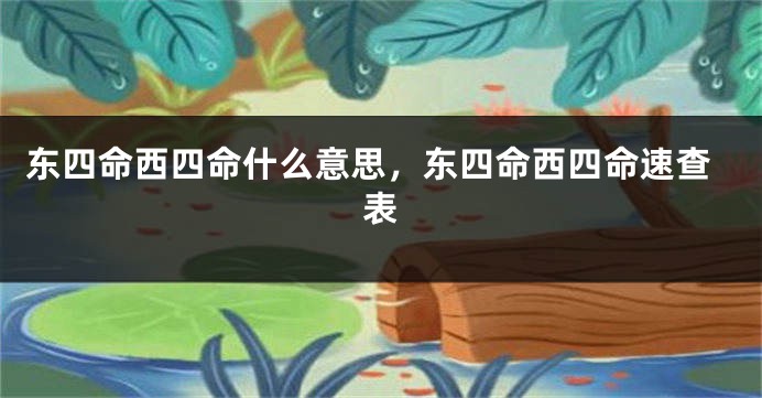 东四命西四命什么意思，东四命西四命速查表