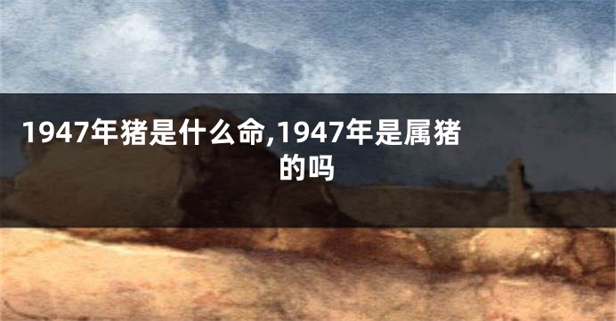 1947年猪是什么命,1947年是属猪的吗