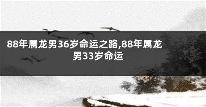 88年属龙男36岁命运之路,88年属龙男33岁命运