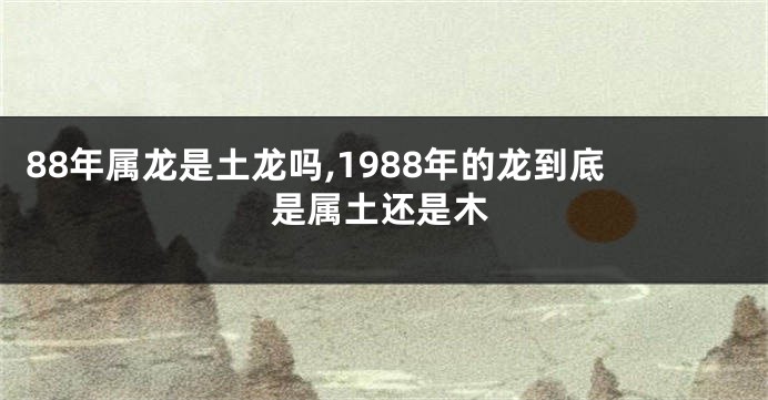 88年属龙是土龙吗,1988年的龙到底是属土还是木