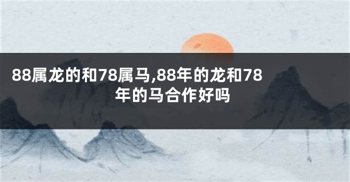 88属龙的和78属马,88年的龙和78年的马合作好吗