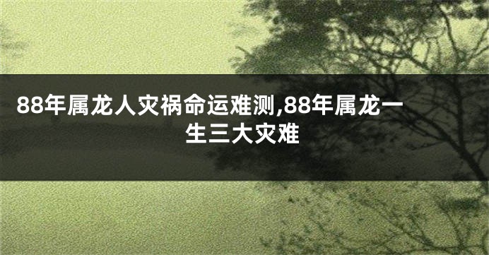 88年属龙人灾祸命运难测,88年属龙一生三大灾难