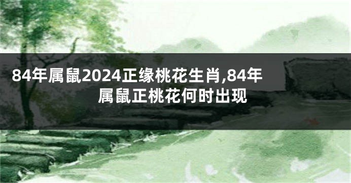 84年属鼠2024正缘桃花生肖,84年属鼠正桃花何时出现