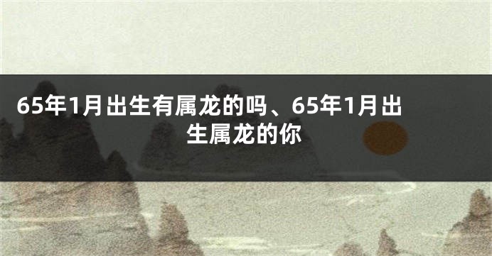 65年1月出生有属龙的吗、65年1月出生属龙的你