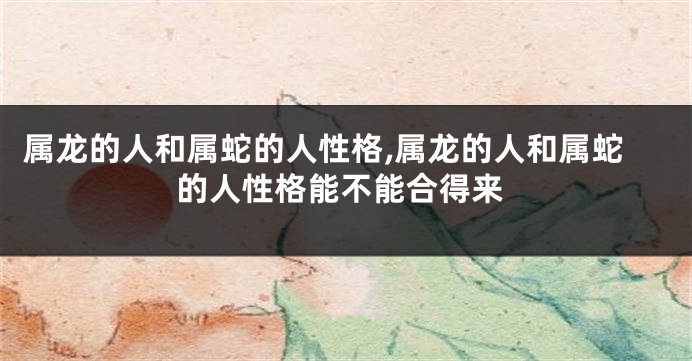 属龙的人和属蛇的人性格,属龙的人和属蛇的人性格能不能合得来