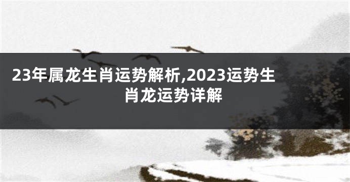 23年属龙生肖运势解析,2023运势生肖龙运势详解