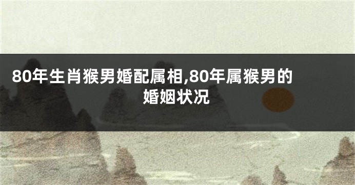 80年生肖猴男婚配属相,80年属猴男的婚姻状况