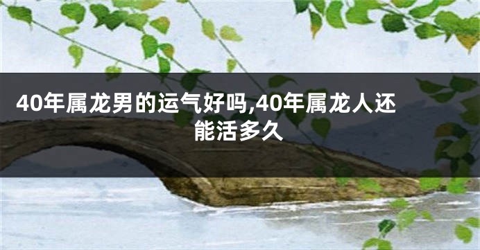 40年属龙男的运气好吗,40年属龙人还能活多久