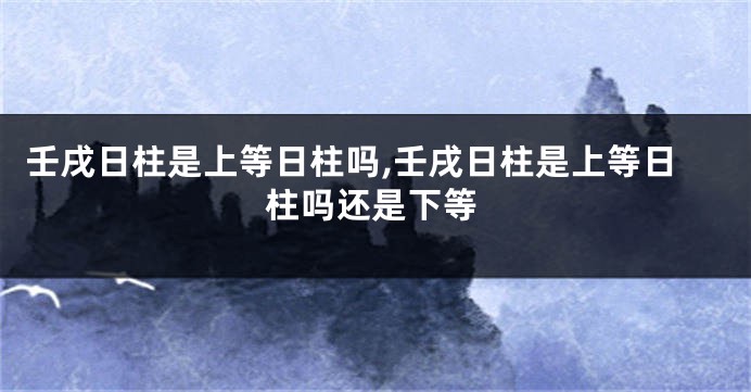 壬戌日柱是上等日柱吗,壬戌日柱是上等日柱吗还是下等