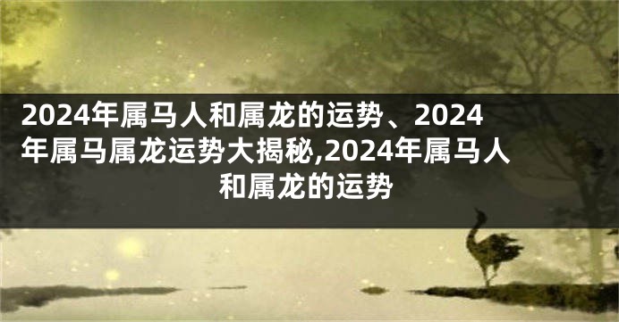 2024年属马人和属龙的运势、2024年属马属龙运势大揭秘,2024年属马人和属龙的运势