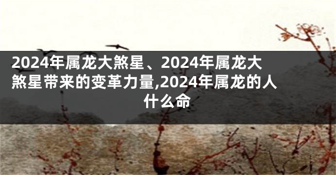 2024年属龙大煞星、2024年属龙大煞星带来的变革力量,2024年属龙的人什么命