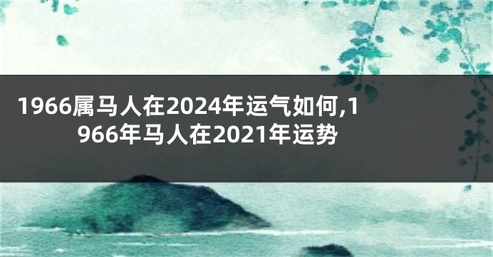 1966属马人在2024年运气如何,1966年马人在2021年运势