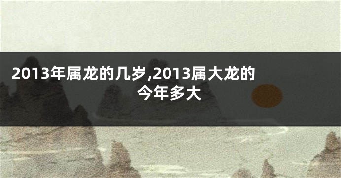 2013年属龙的几岁,2013属大龙的今年多大