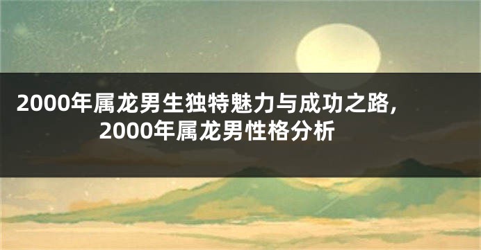 2000年属龙男生独特魅力与成功之路,2000年属龙男性格分析