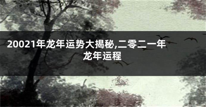 20021年龙年运势大揭秘,二零二一年龙年运程