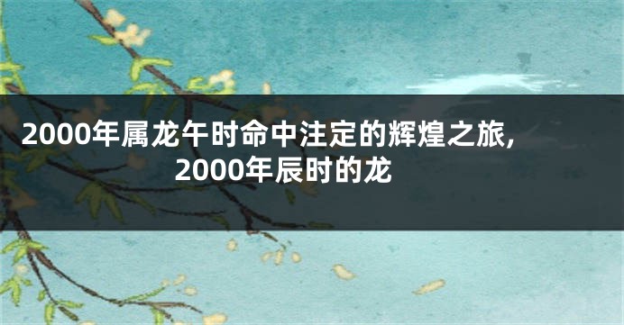 2000年属龙午时命中注定的辉煌之旅,2000年辰时的龙