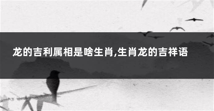 龙的吉利属相是啥生肖,生肖龙的吉祥语