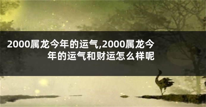 2000属龙今年的运气,2000属龙今年的运气和财运怎么样呢