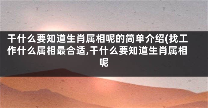 干什么要知道生肖属相呢的简单介绍(找工作什么属相最合适,干什么要知道生肖属相呢