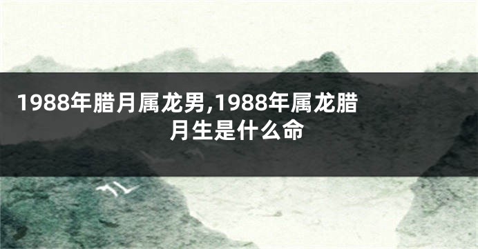 1988年腊月属龙男,1988年属龙腊月生是什么命