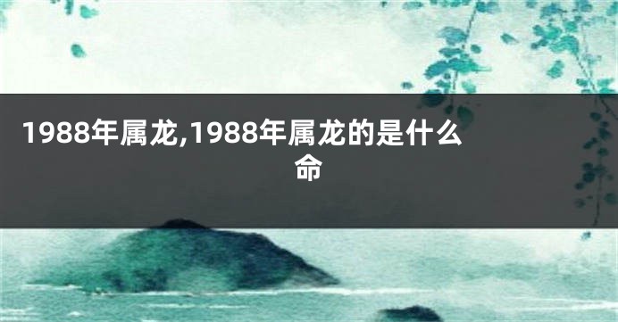 1988年属龙,1988年属龙的是什么命