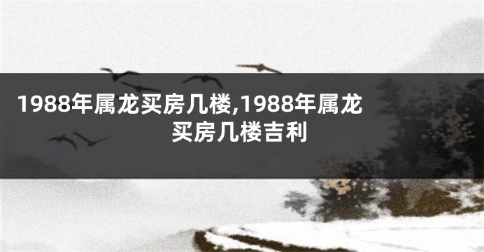 1988年属龙买房几楼,1988年属龙买房几楼吉利