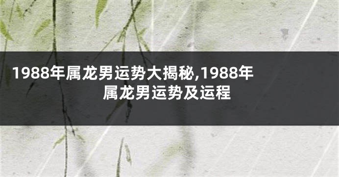 1988年属龙男运势大揭秘,1988年属龙男运势及运程