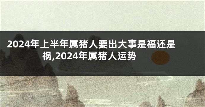 2024年上半年属猪人要出大事是福还是祸,2024年属猪人运势