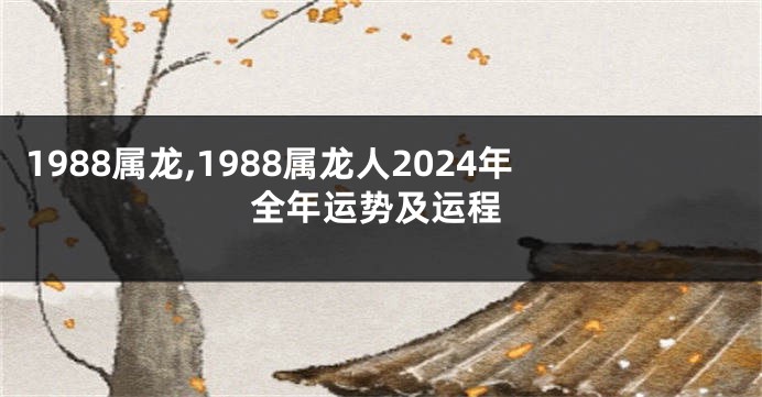 1988属龙,1988属龙人2024年全年运势及运程