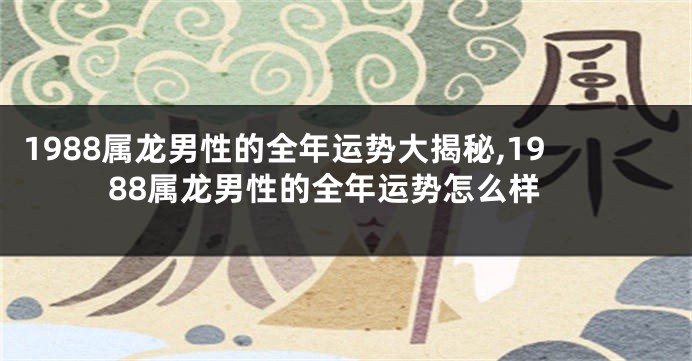 1988属龙男性的全年运势大揭秘,1988属龙男性的全年运势怎么样