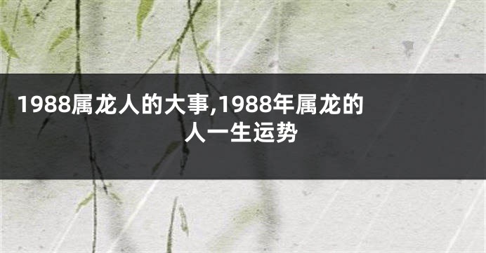 1988属龙人的大事,1988年属龙的人一生运势