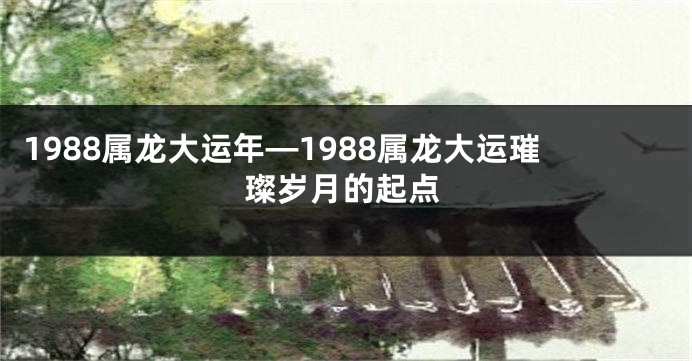 1988属龙大运年—1988属龙大运璀璨岁月的起点