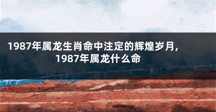 1987年属龙生肖命中注定的辉煌岁月,1987年属龙什么命