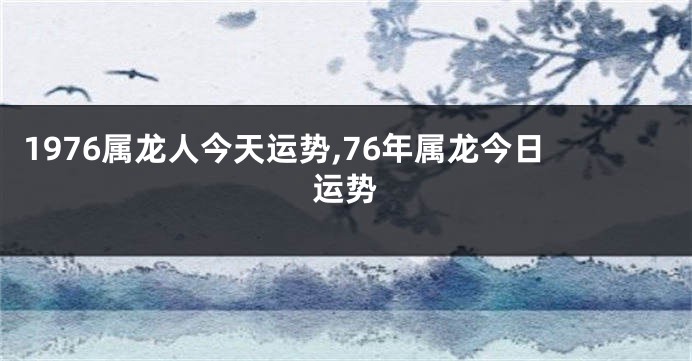 1976属龙人今天运势,76年属龙今日运势