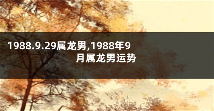 1988.9.29属龙男,1988年9月属龙男运势