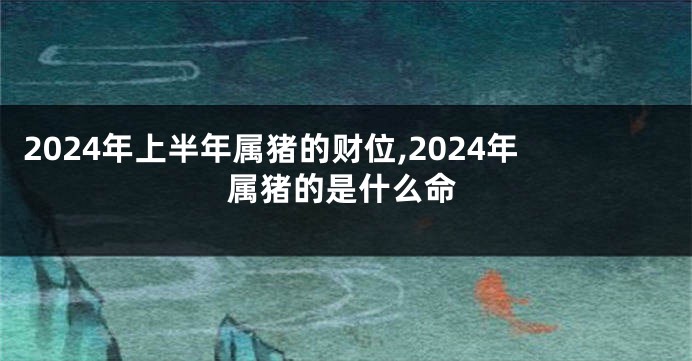 2024年上半年属猪的财位,2024年属猪的是什么命